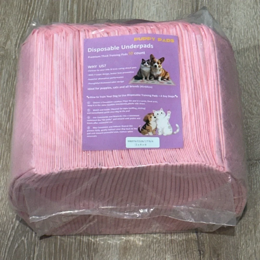 Thicken Puppy Pads, 7 Layer Printed Pink Dog Pads, 24